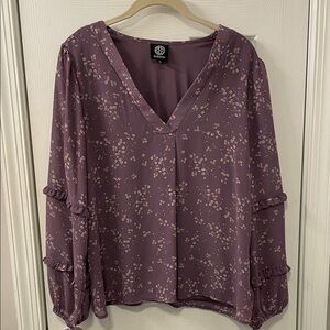 Bobeau Purple Floral Blouse (Medium)
